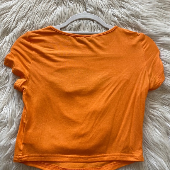 Shein Cropped Cut Out Orange Tee - Picture 3 of 4
